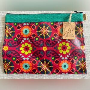 Karma Multicolor Carry All Pouch With Zipper -Berry Floral NEW